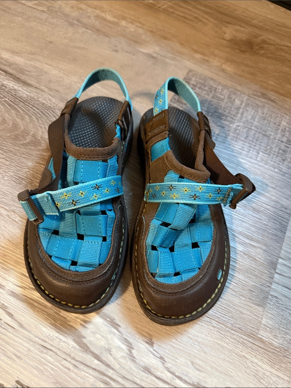 Chaco Women’s Brown and Turquoise Closed-Toe Sandals